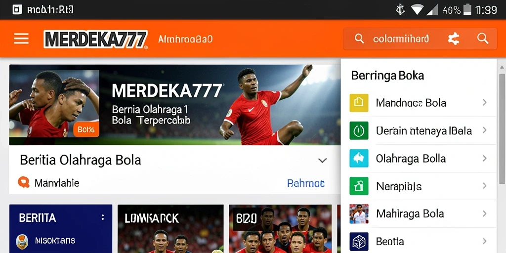 Antarmuka menarik dan informatif dari MERDEKA777 untuk berita olahraga bola.